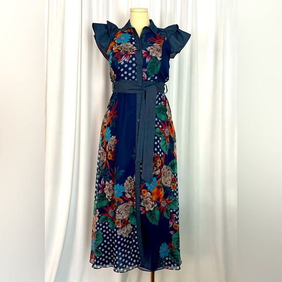 CQ by CQ Short Ruffle Sleeve Semi-Sheer Dress (655) - Picture 1 of 13